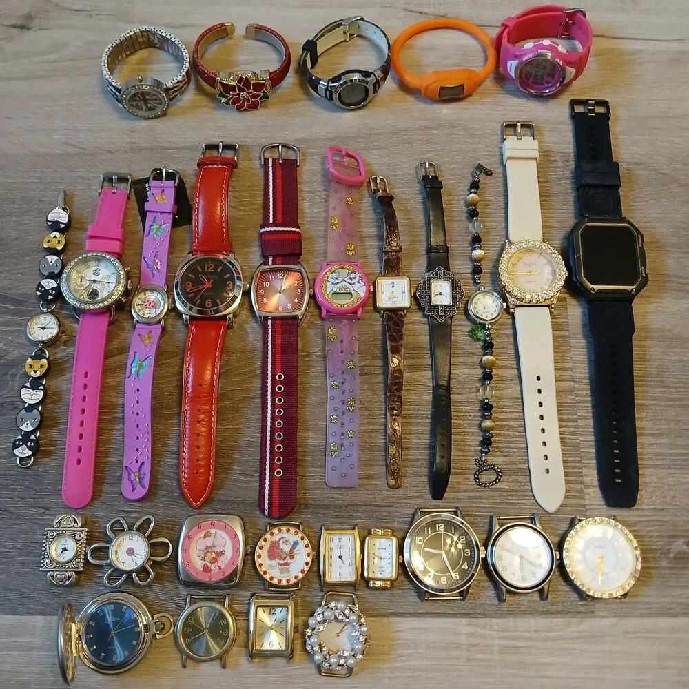 Huge Watch Lot of 25+ Mixed Brands Vintage & Modern Parts/Repair Untested-Z1